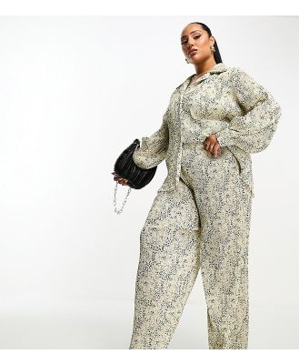In The Style Plus plisse wide leg pants in snake print (part of a set)-Multi