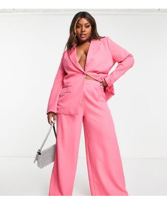 In The Style Plus relaxed wide leg pants in pink (part of a set)