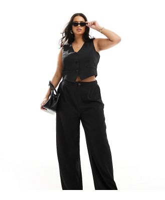In The Style Plus tailored wide leg pants in black (part of a set)