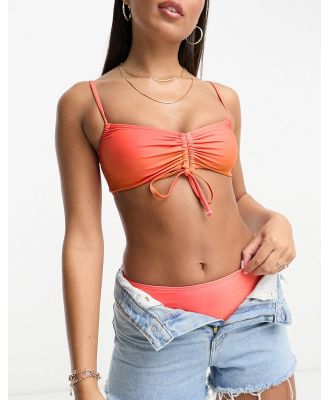 In The Style ruched tie front bikini top in ombre tie dye (part of a set)-Multi