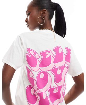 In The Style Self Love Club slogan t-shirt in white-Pink