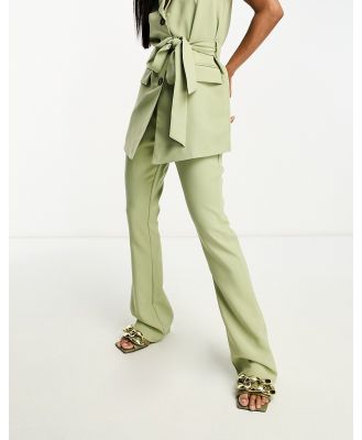In The Style tailored flared pants in sage (part of a set)-Green