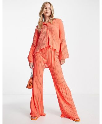 In The Style x Billie Faiers plisse pants in coral (part of a set)-Orange