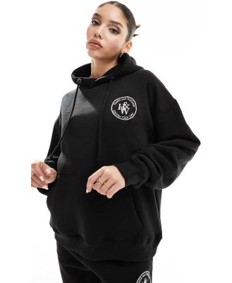 In The Style x Perrie Sian oversized embroidered hoodie in black (part of a set)