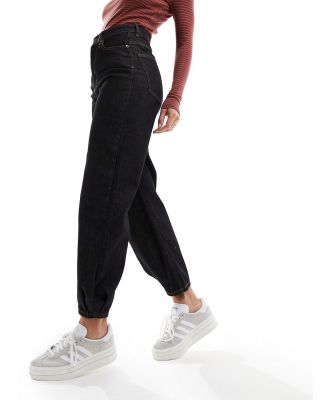 In Wear high waisted mom jeans with contrast stitch in grainy black