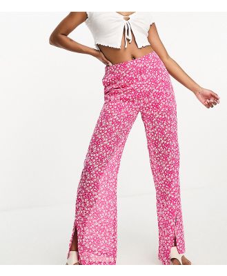 Influence Petite wide leg pants in pink floral print-Red