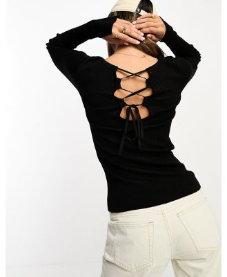InWear Puno strappy back ribbed top in black