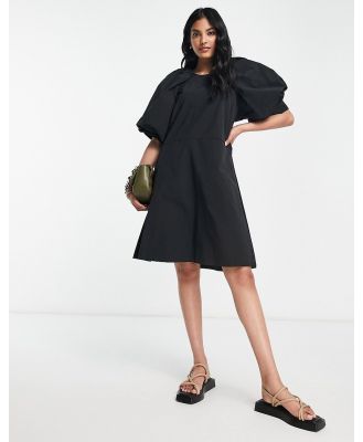 InWear Varali puff sleeve open back mini dress in black