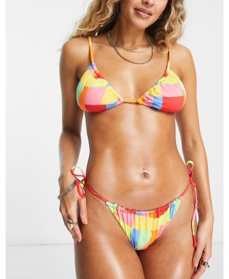 It's Now Cool Premium gathered triangle bikini top in splice multi