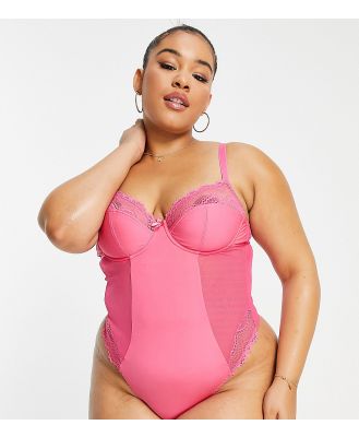 Ivory Rose Curve zig zag mesh and microfibre body in hot pink