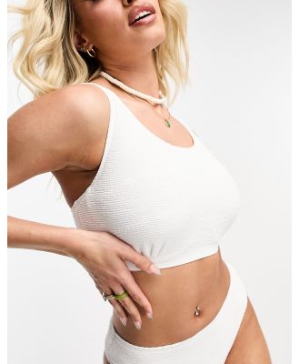 Ivory Rose Fuller Bust crinkle crop bikini top in white