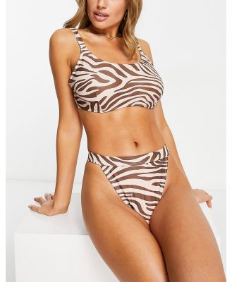 Ivory Rose Fuller Bust crop balconette bikini top in zebra print-Multi