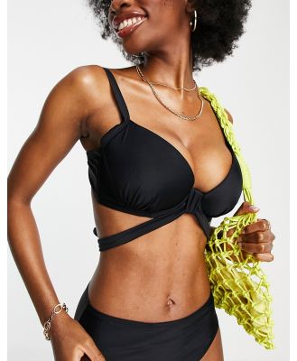 Ivory Rose Fuller Bust mix and match wrap around bikini top in black