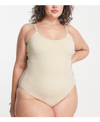Ivory Rose Plus balconette scoop neck double strap swimsuit in gold shimmer