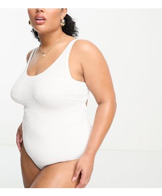 Ivory Rose Plus crinkle swimsuit in white