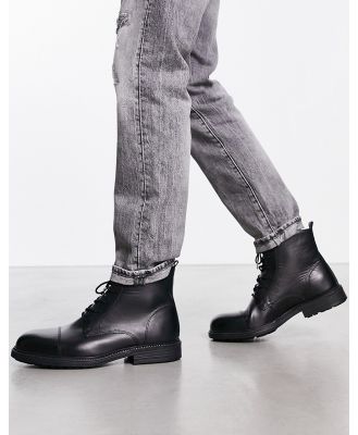 Jack and Jones classic leather boots in black