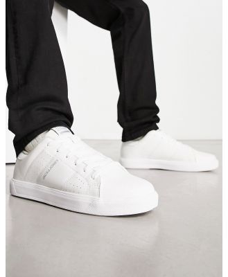 Jack & Jones casual faux leather logo sneakers in white