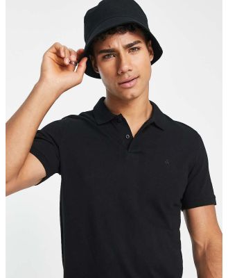 Jack & Jones Essentials slim fit pique logo polo in black