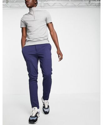 Jack & Jones Intelligence slim fit stretch pants with pleats in navy with cotton - NAVY