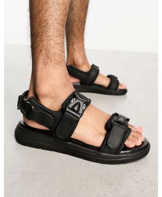 Jack & Jones leather tech sandals in black
