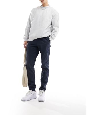 Jack & Jones pleated tapered chinos in navy