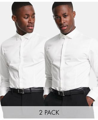 Jack & Jones Premium 2 pack smart shirts with cutaway collars in white poplin