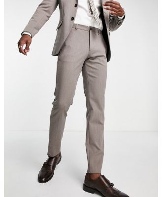 Jack & Jones Premium slim-fit suit pants in textured sand-Neutral
