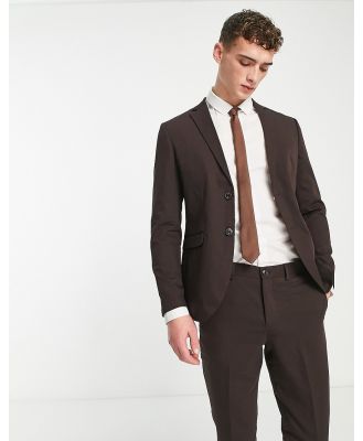 Jack & Jones Premium super slim fit suit jacket in chocolate-Brown