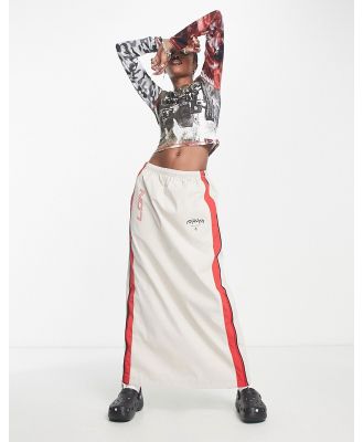 Jaded London maxi cargo skirt with sporty graphics in beige-Grey