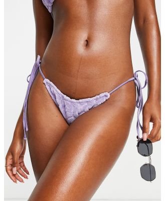 Jaded London tie-side bikini bottom in purple towelling-Blue