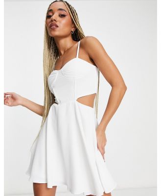 Jaded Rose corset mini skater dress with cut outs in white