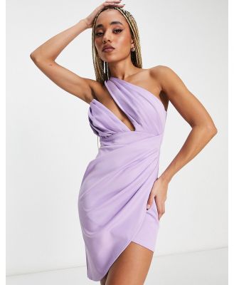 Jaded Rose one shoulder wrap front mini dress in lilac-Purple