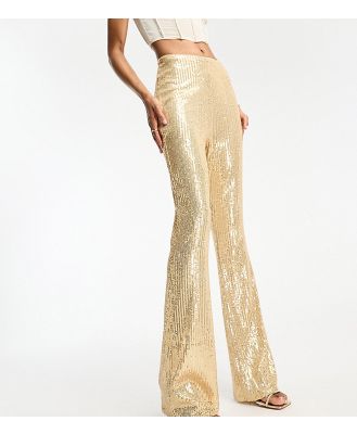 Jaded Rose Tall flared sequin flared pants in gold