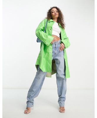 Jayley Taya faux leather trench coat in bright green
