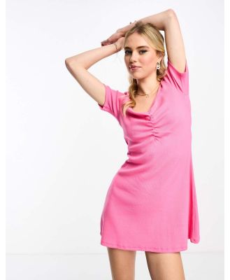 JDY ruched detail mini dress in pink