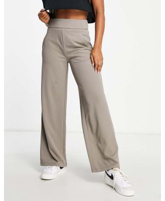 JDY wide leg tailored pants in mushroom (part of a set)-Grey