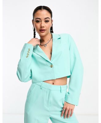 JJXX cropped blazer in turquoise (part of a set)-Blue