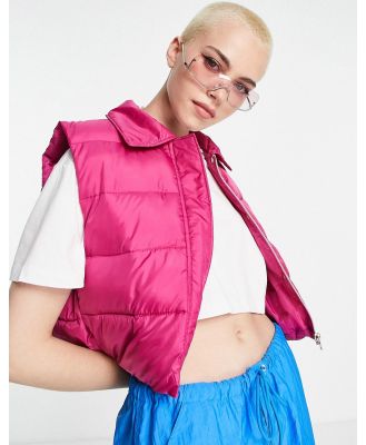 JJXX cropped padded vest in bright pink