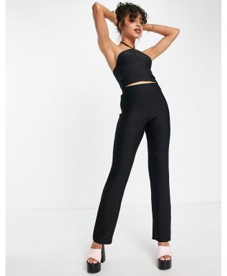 JJXX glitter high waisted flared pants in black (part of a set)