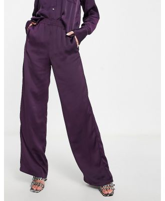 JJXX Kira satin dad pants in dark purple (part of a set)