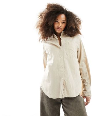 JJXX linen blend long sleeve shirt in beige-Neutral