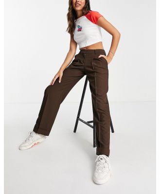 JJXX Mary tailored wide leg dad pants in brown