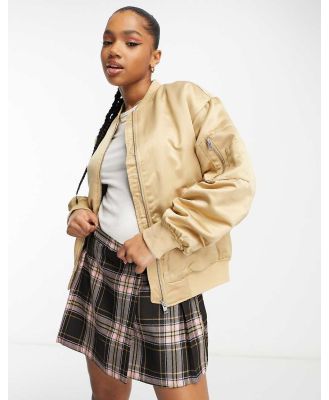 JJXX oversized satin bomber jacket in champagne-Neutral