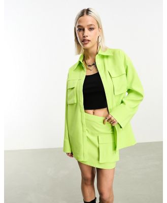 JJXX oversized shirt with front pockets in lime (part of a set)-Green