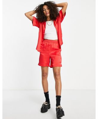 JJXX satin shorts in bright red (part of a set)-Pink