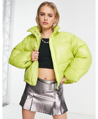 JJXX shiny high neck padded jacket in lime-Green