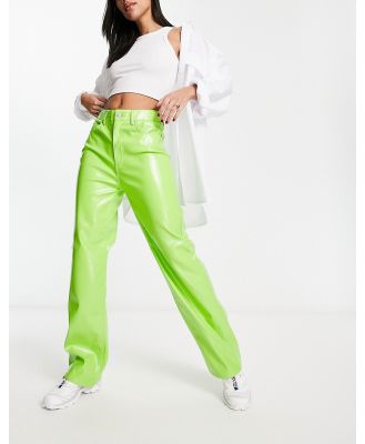 JJXX straight leg vinyl pants in lime-Green