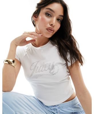 Juicy Couture diamante retro fitted tee in white