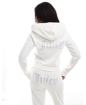 Juicy Couture velour zip through hoodie in white (part of a set)