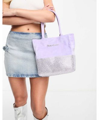 Juicy Couture velvet and crystal tote bag in lilac-Purple